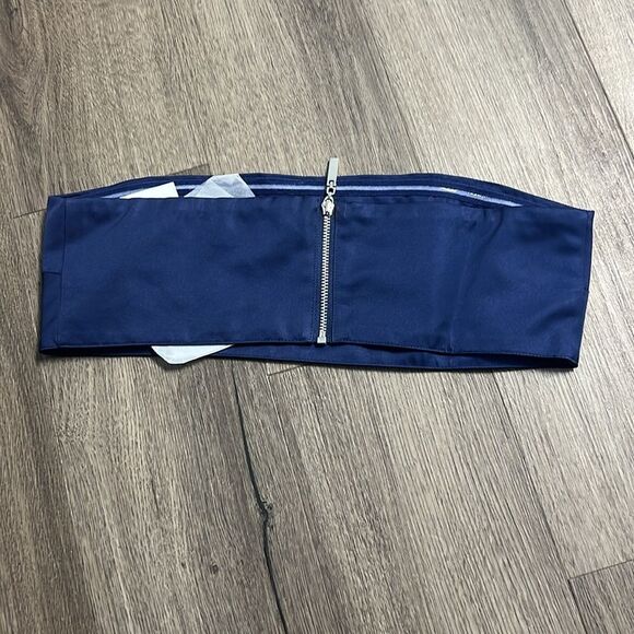 WeWoreWhat Duchesse Satin Bandeau Top Navy Size 2 - Picture 8 of 9